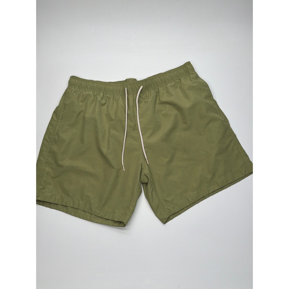 H&M Mens Swim Trunks Olive Green XL Elastic Drawstring Mesh Lined‎ Board Shorts